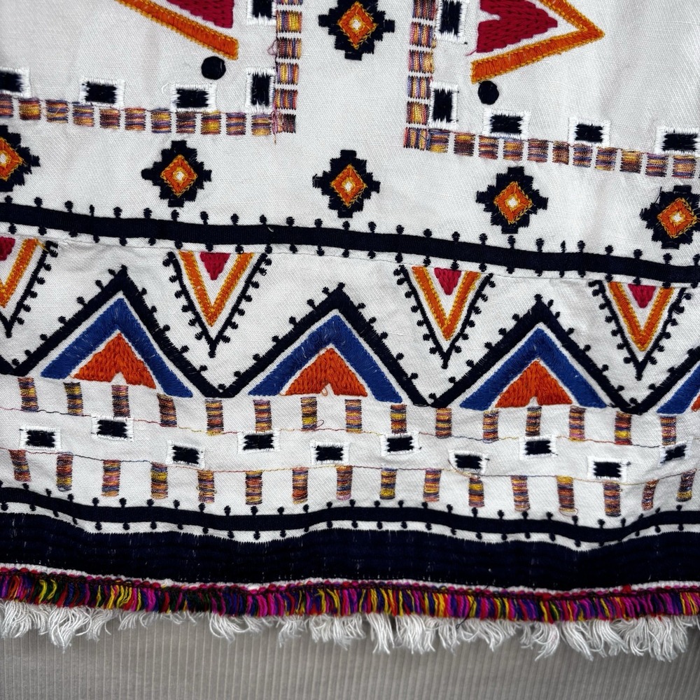 Anemia+Kin Anthropologie Reagan Embroidered Shift Dress linen Blend Size 2 Boho - Picture 8 of 16